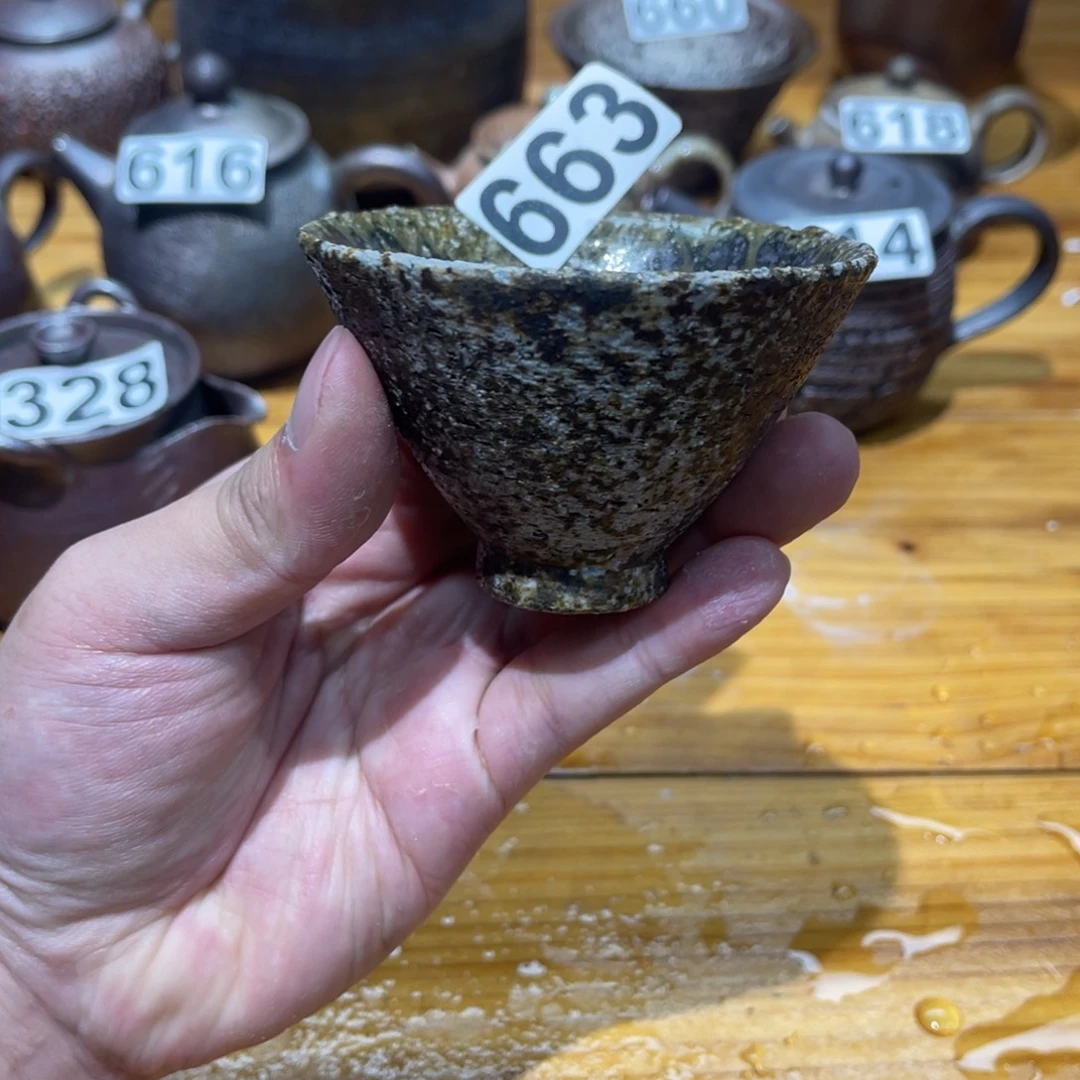 手工制作柴烧茶杯微瑕663