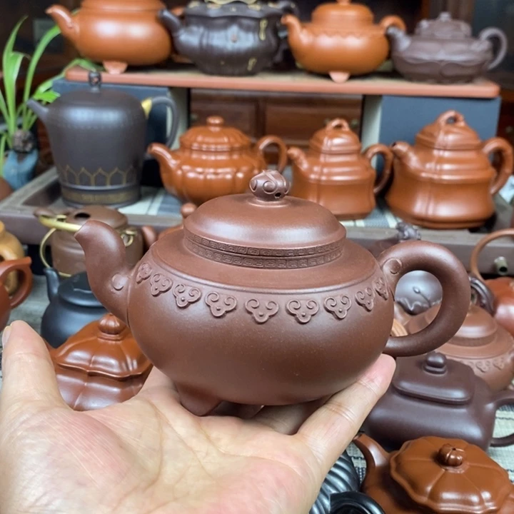 紫砂茶壶云肩如意380cc原矿老底曹青特价