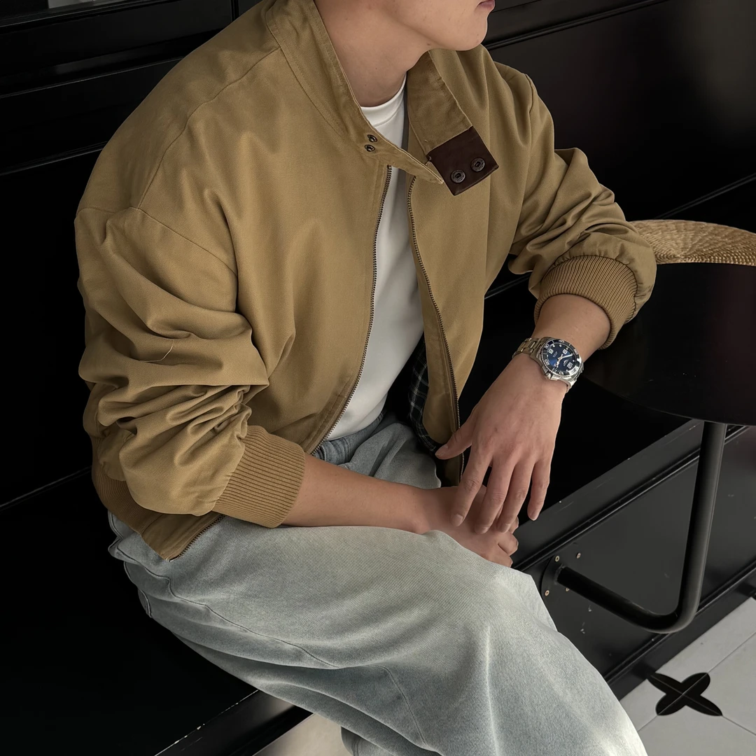 HG-春季立领宽松美式短款夹克