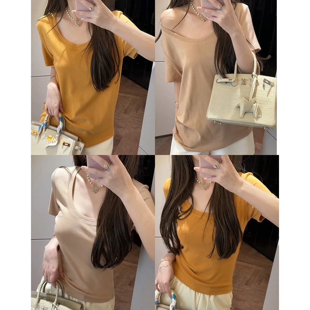 【mimius】&琳琳 松弛感舒适软糯垂感U领T恤 G03057