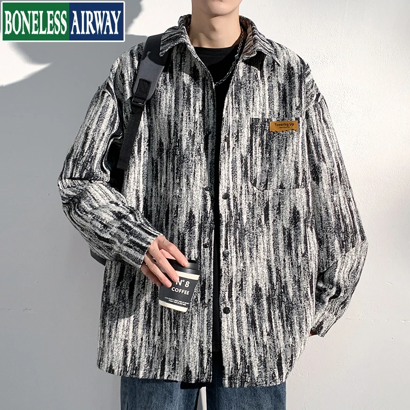 BONELESS AIRWAY小香风扎染外套男士春季潮牌高级感痞帅翻领夹克