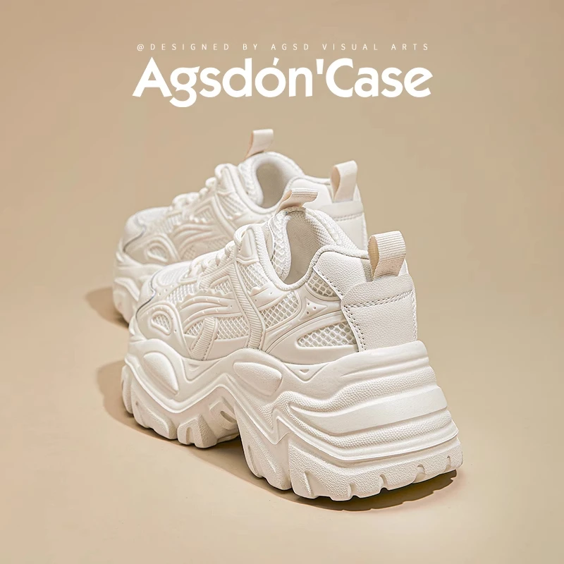 奥古狮登老爹鞋女款2025新款秋季厚底增高女鞋休闲百搭运动小白鞋