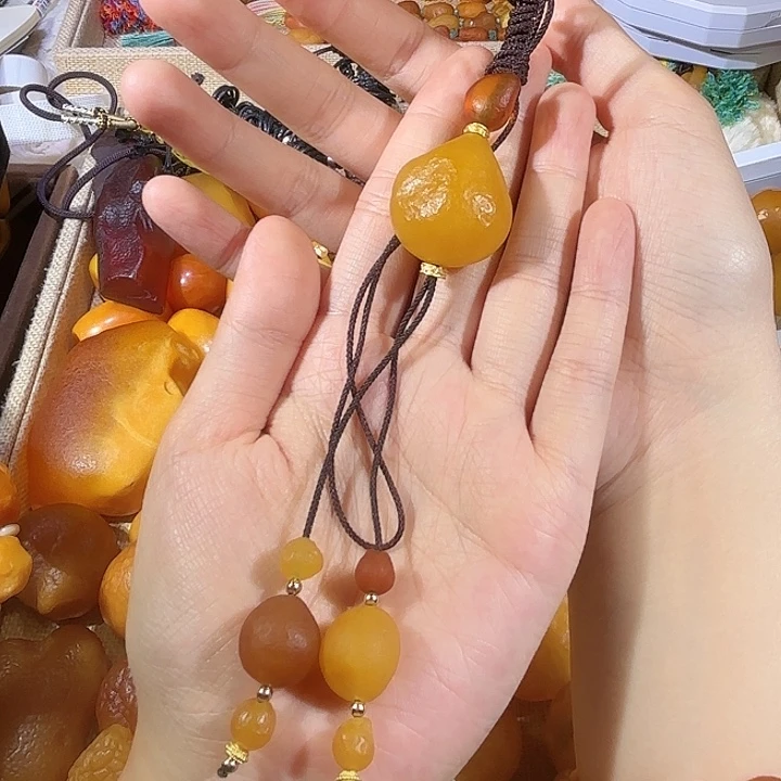 琥珀未镶嵌颈饰蜜蜡海漂项链