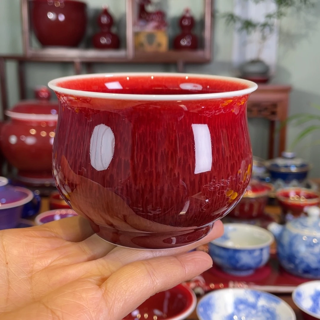 清欢雅玩原矿郎红大福桶杯