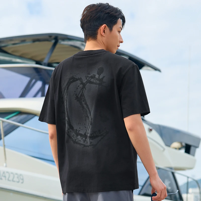 【凉感】卡宾男装 高级感舒适清爽撞色涂鸦T恤2025夏季新款情侣短袖