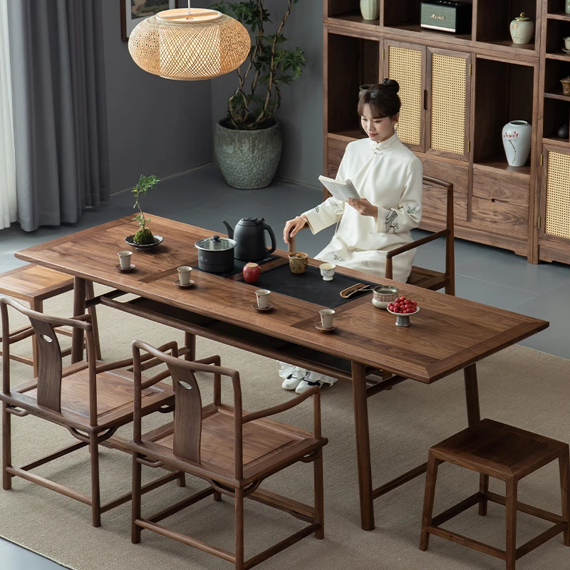 新中式茶桌烧水壶一体实木茶台泡茶台家用禅意高级感喝茶桌椅组合