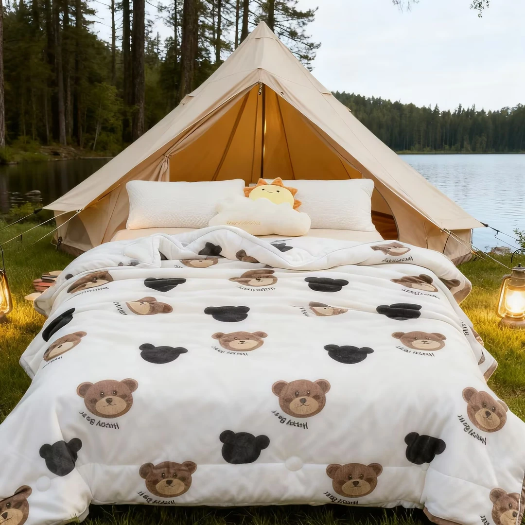 【试睡三十天】2025新款牛奶绒被子 萌熊咖色