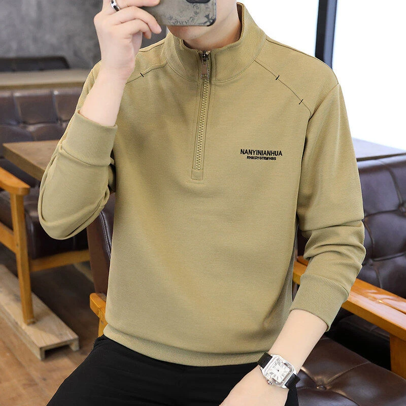 2025春秋潮流男士坎肩立领半拉链显瘦套头青年卫衣长袖休闲