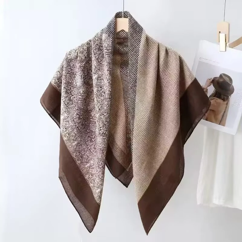 【凡尘】105*105秋冬新款女士方巾时尚百搭气质保暖护颈围巾