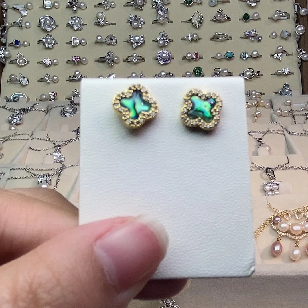 淡水珍珠耳饰银S925镶嵌