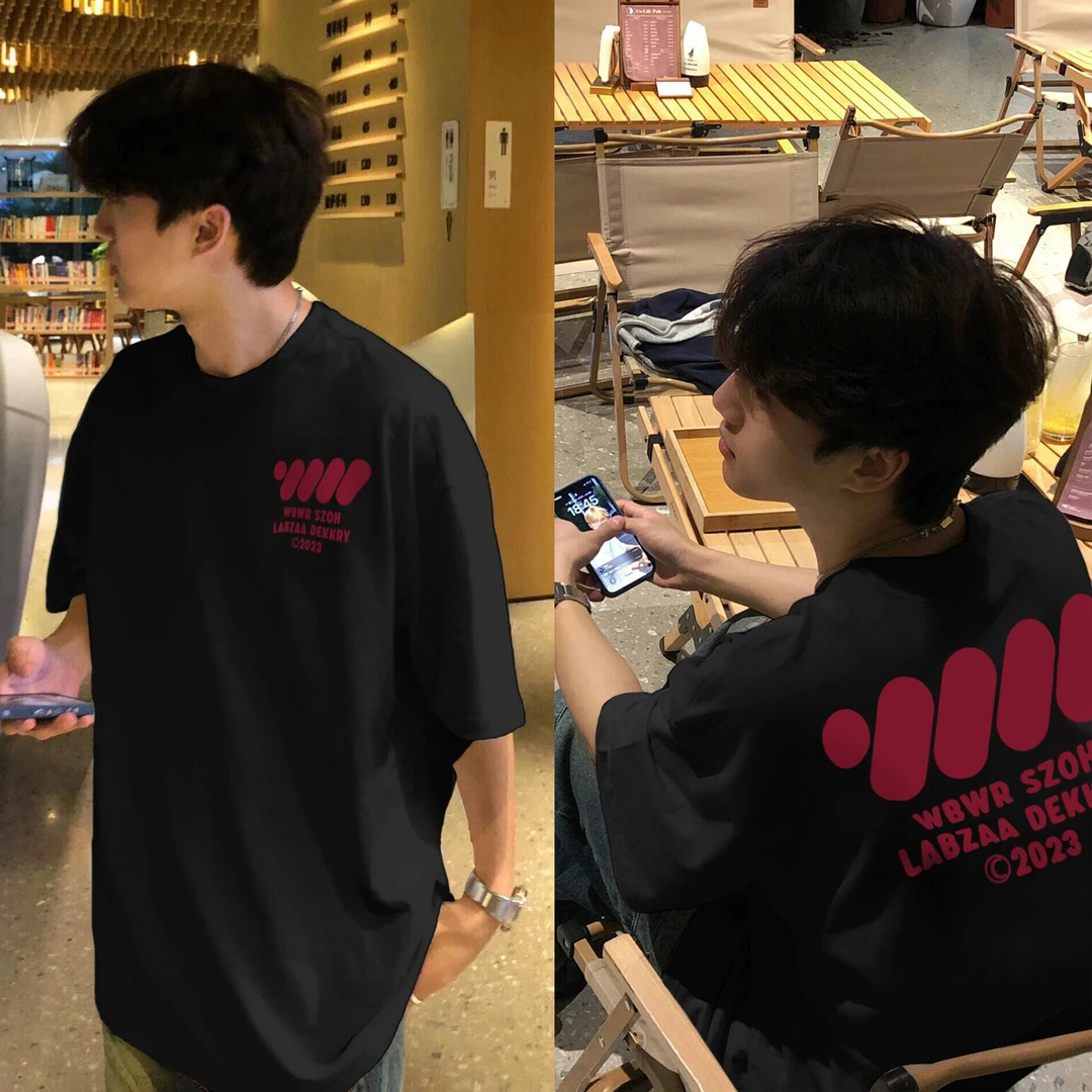 labzaa头创意个性印花短袖t恤男夏季潮牌设计感百搭宽松纯棉上衣