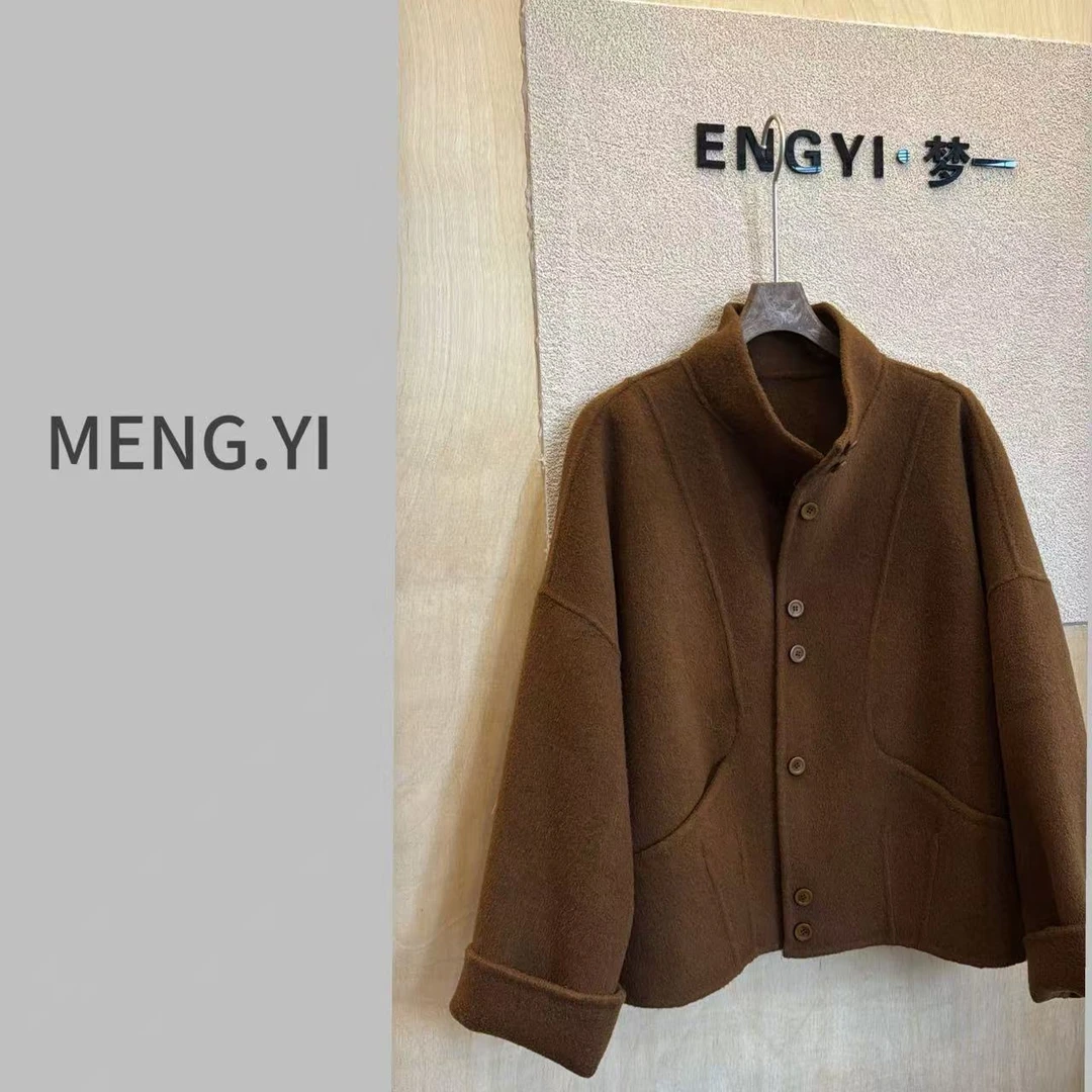 MENG.YI焦糖色手工羊毛短外套5422