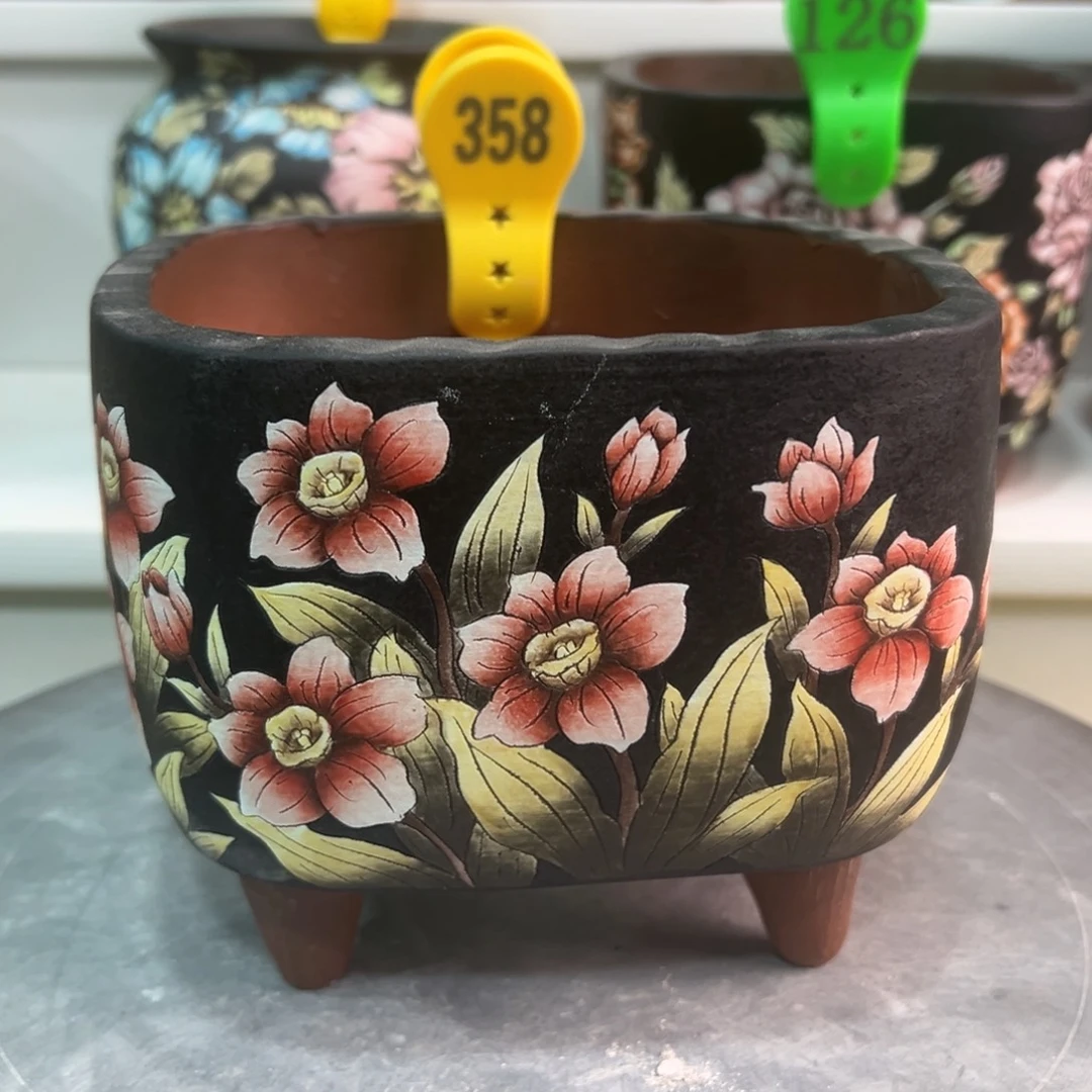 花盆紫砂手绘花盆358