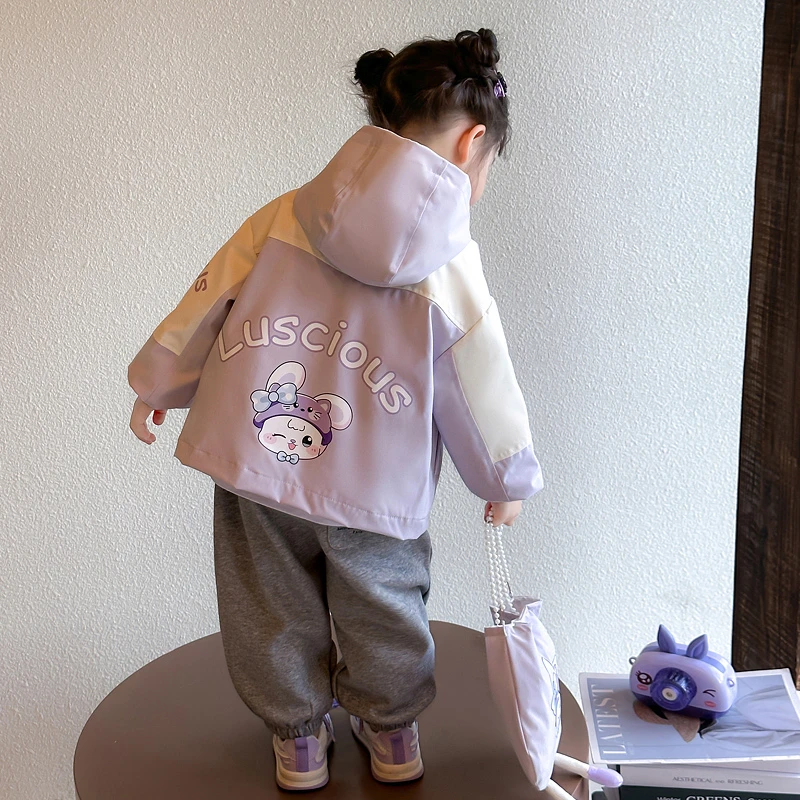 女童库洛米外套2025新款儿童春秋装韩版洋气女宝春季连帽夹克上衣