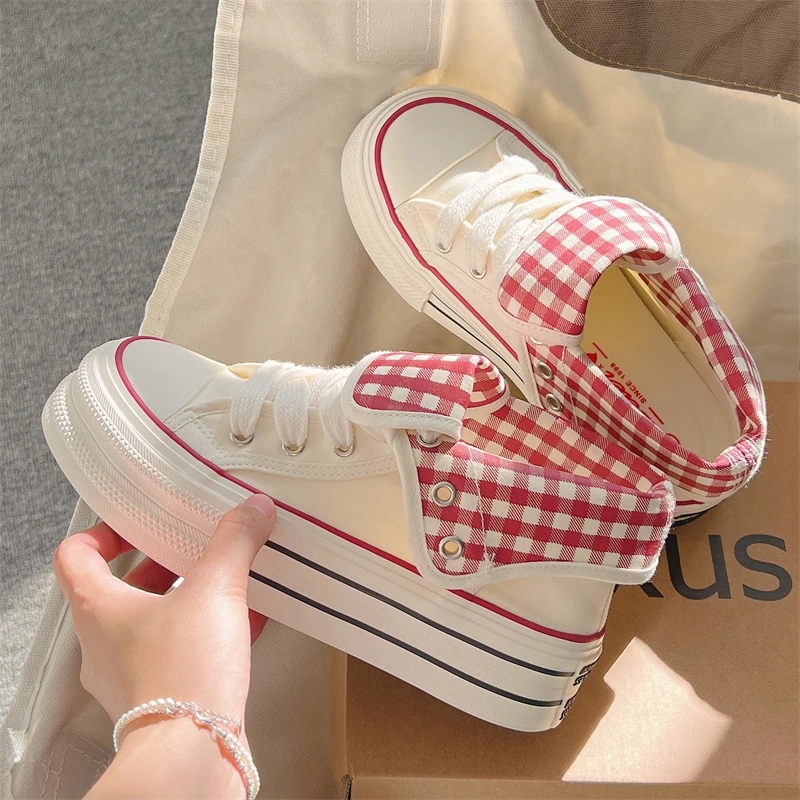 丑萌厚底高帮帆布鞋女两穿2025秋季chic小众韩版板鞋运动小白鞋子