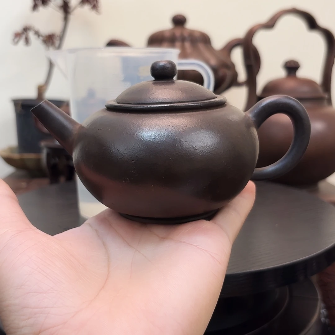 茶壶紫砂老黑料卡该水平老紫砂壶