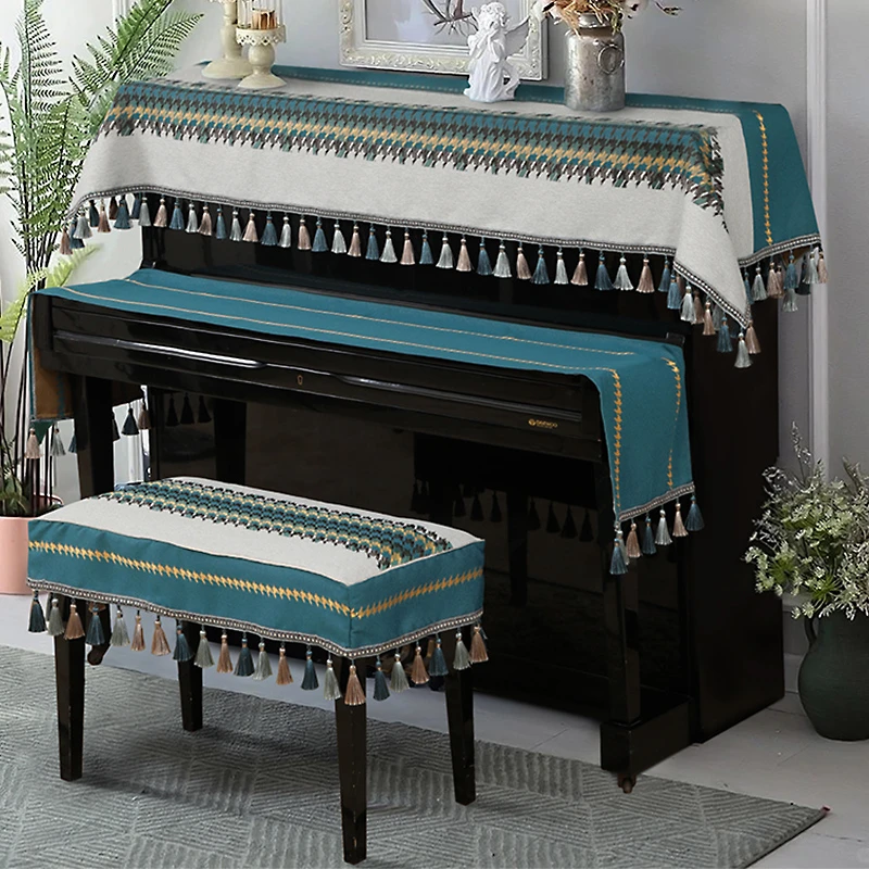 密莉娅高档钢琴防尘罩现代简约钢琴布盖布装饰电钢琴罩美式钢琴套
