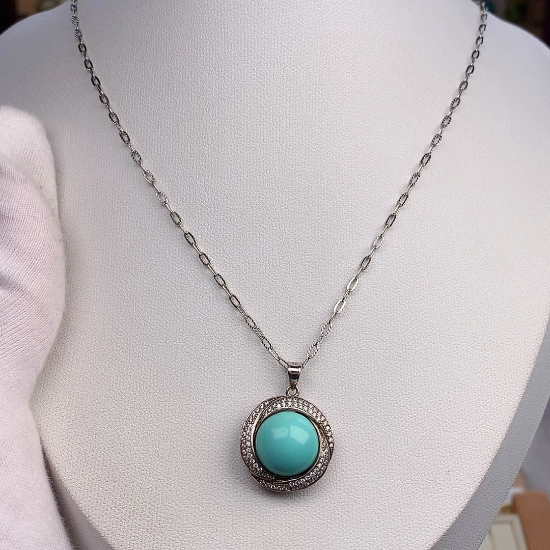 绿松石颈饰银S925镶嵌