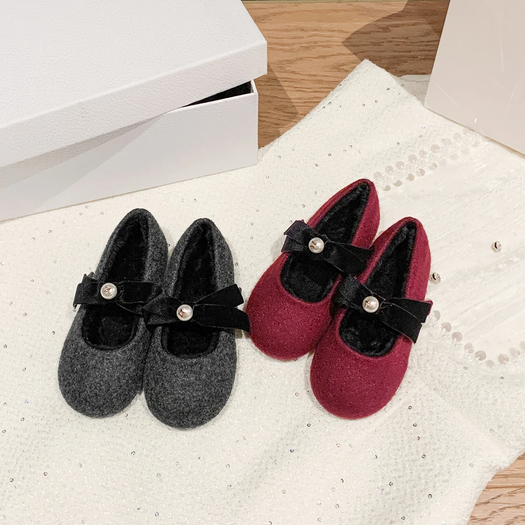 nimila/尼米拉女童加绒韩系【掌上明珠】公主鞋 温柔款 童鞋呢子款