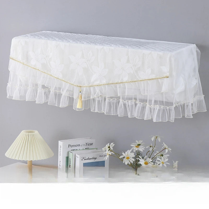 新款 开机不取挂式空调罩通用防尘罩蕾丝空调套美的格力挡风帘