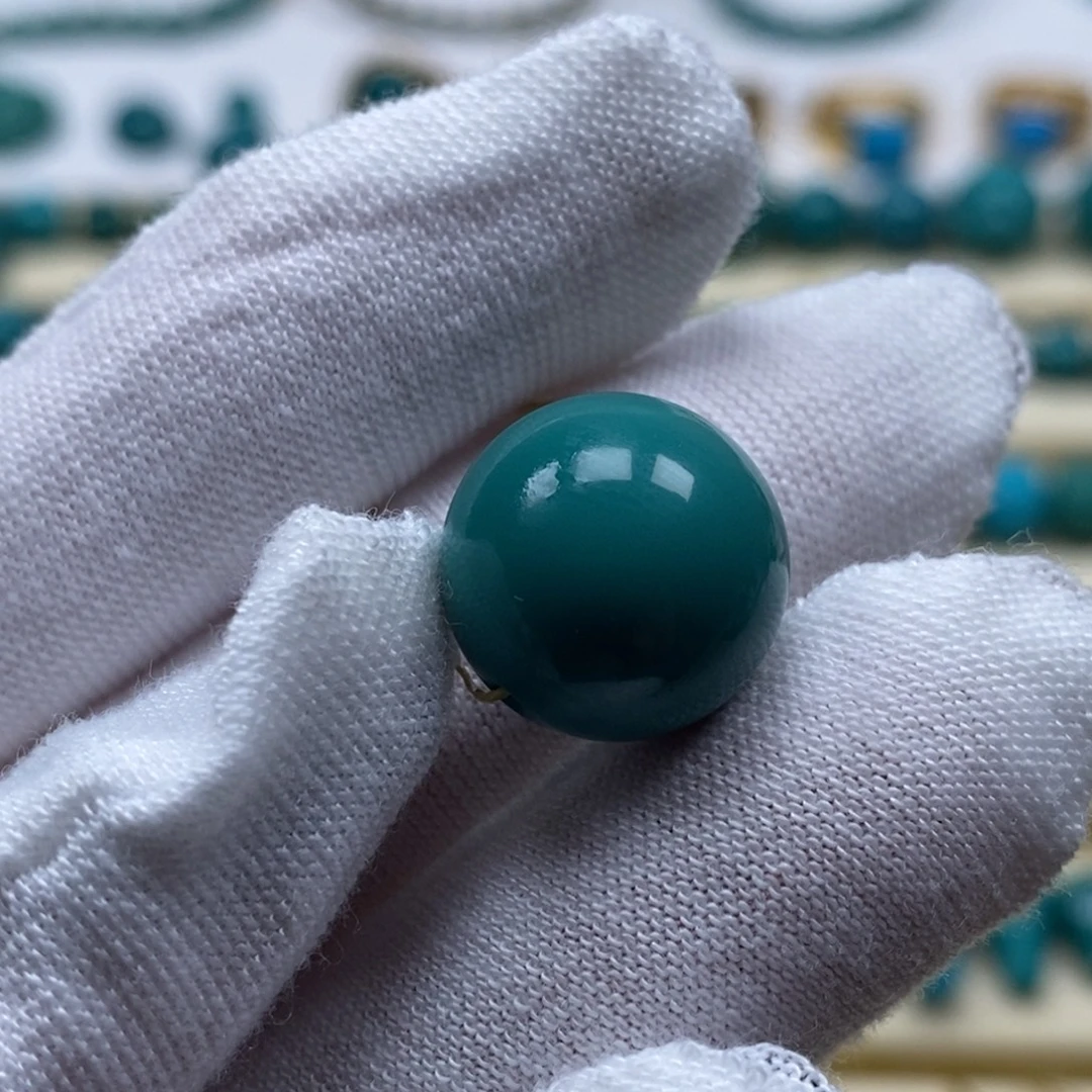 绿松石未镶嵌珠宝奇石圆珠14.8mm