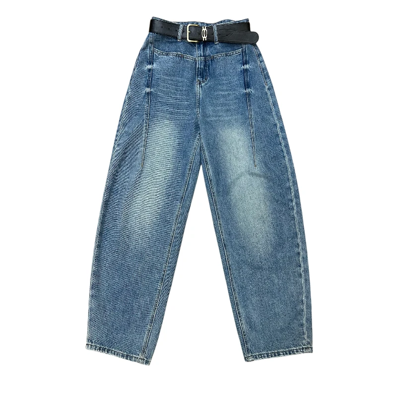 【高端定制】3245蓝色扭缝牛仔裤女宽松显瘦小个子梨形弯刀裤早