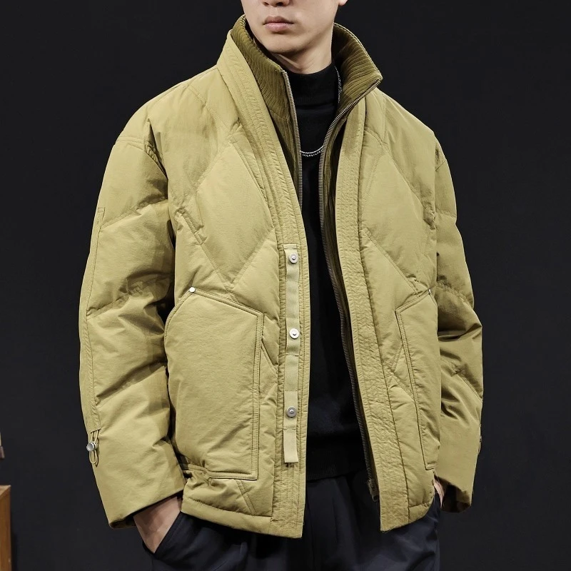 U&PURA新国标鸭羽绒服男冬季2025新款保暖男士半高领假两件外套