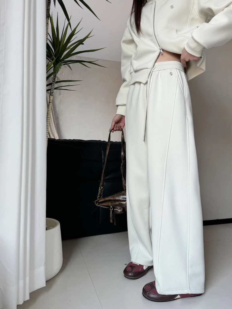 【螺纹腰拼接弯刀裤】高克重棉简约运动大牌拼接弯刀裤2155