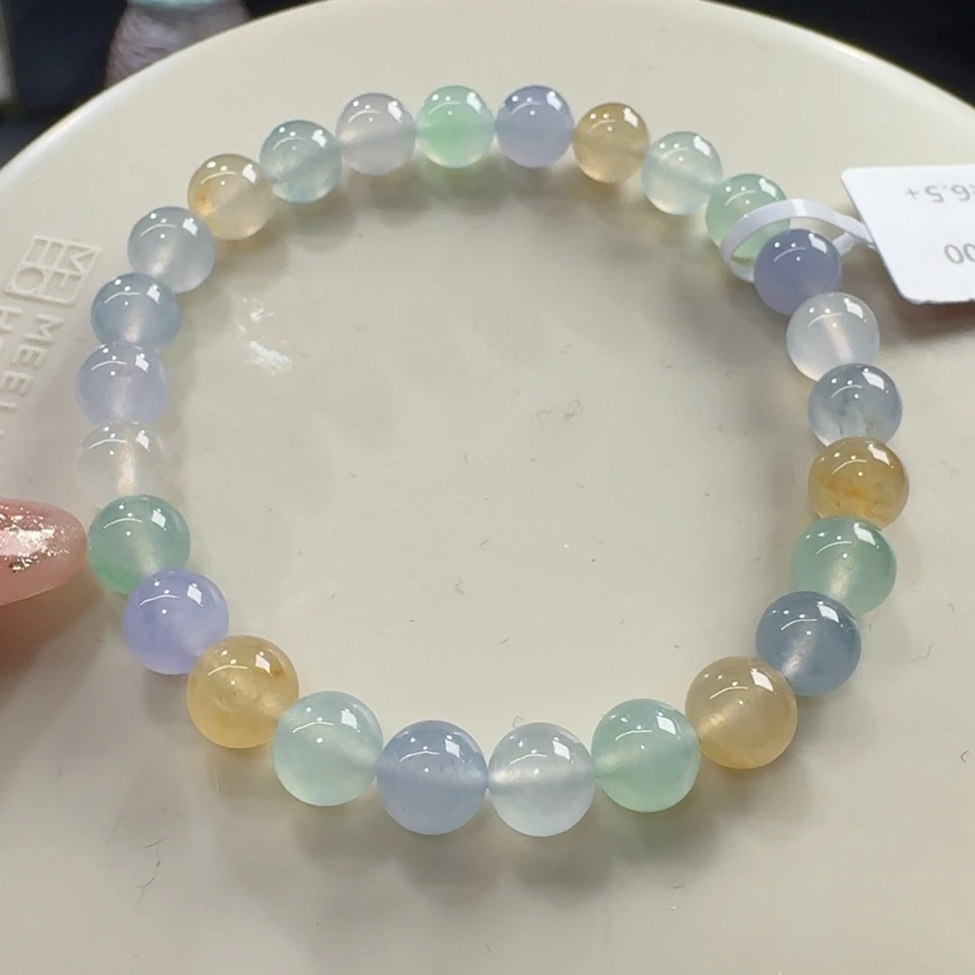 翡翠未镶嵌手链高冰仙气马卡龙卡6.5力力力力力推！