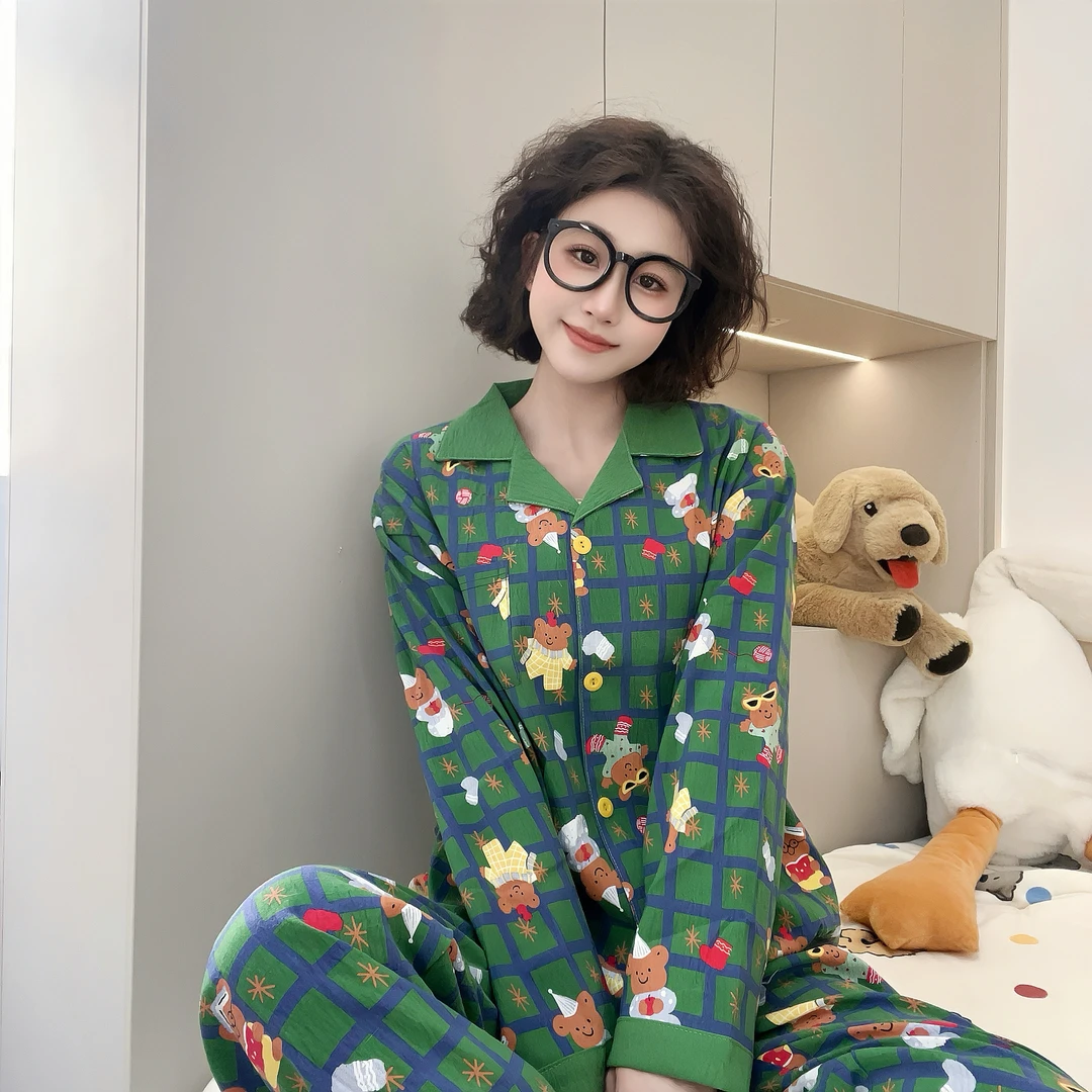 绿色小熊 超绝睡衣两件套ZB226