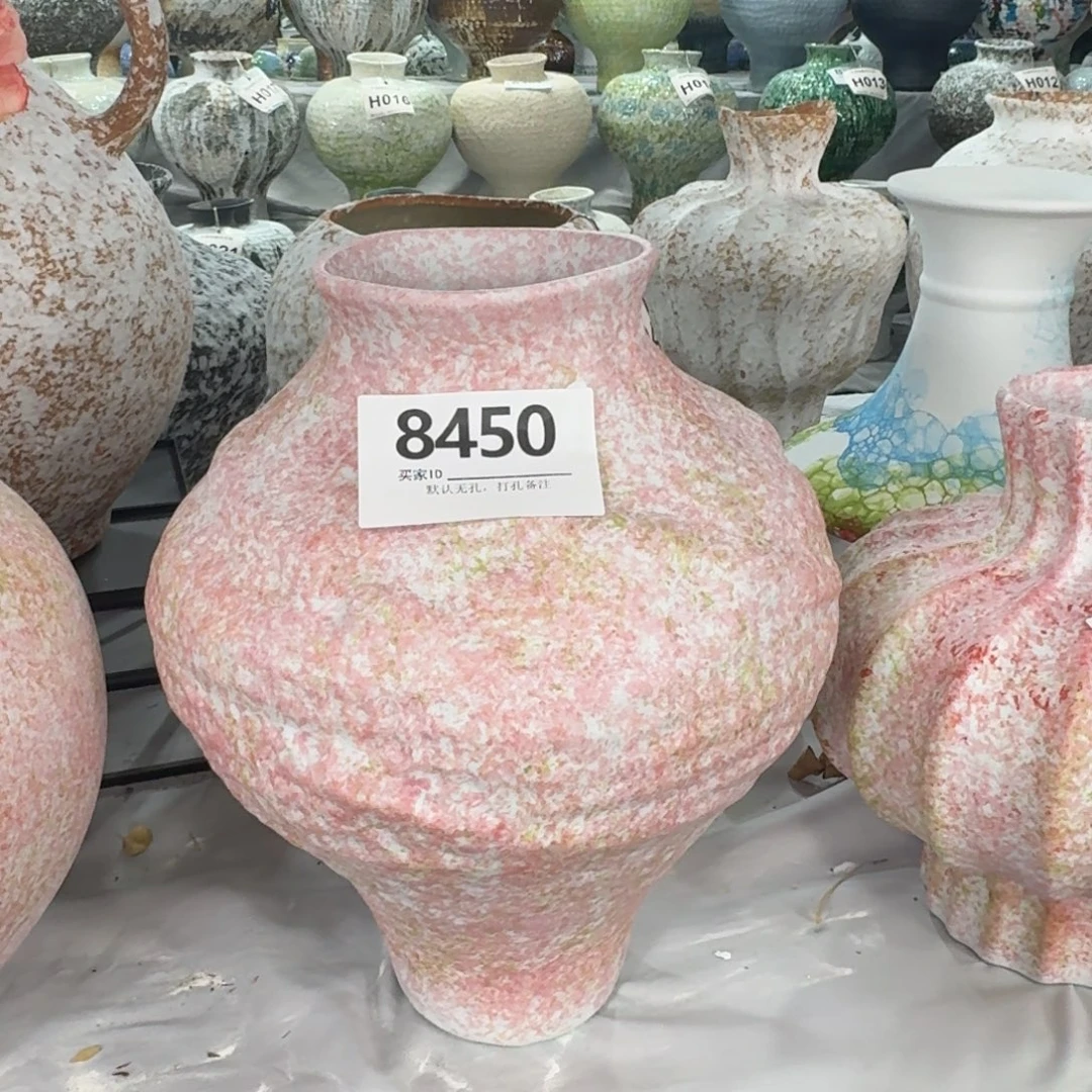 马***虾陶摆件景德镇高温花瓶编码8450高35口11默认无孔