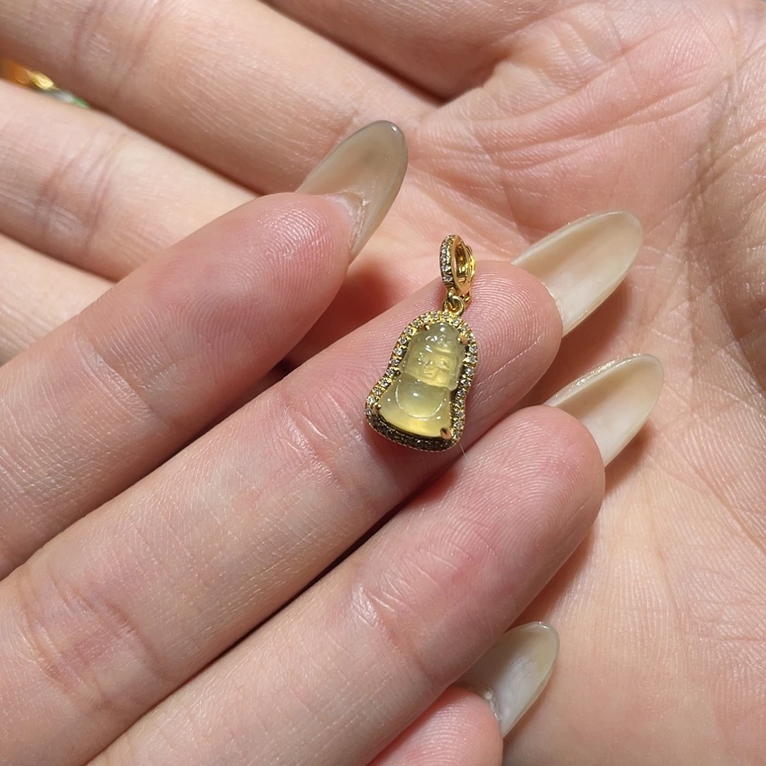 翡翠18K金镶嵌吊坠(不含链)