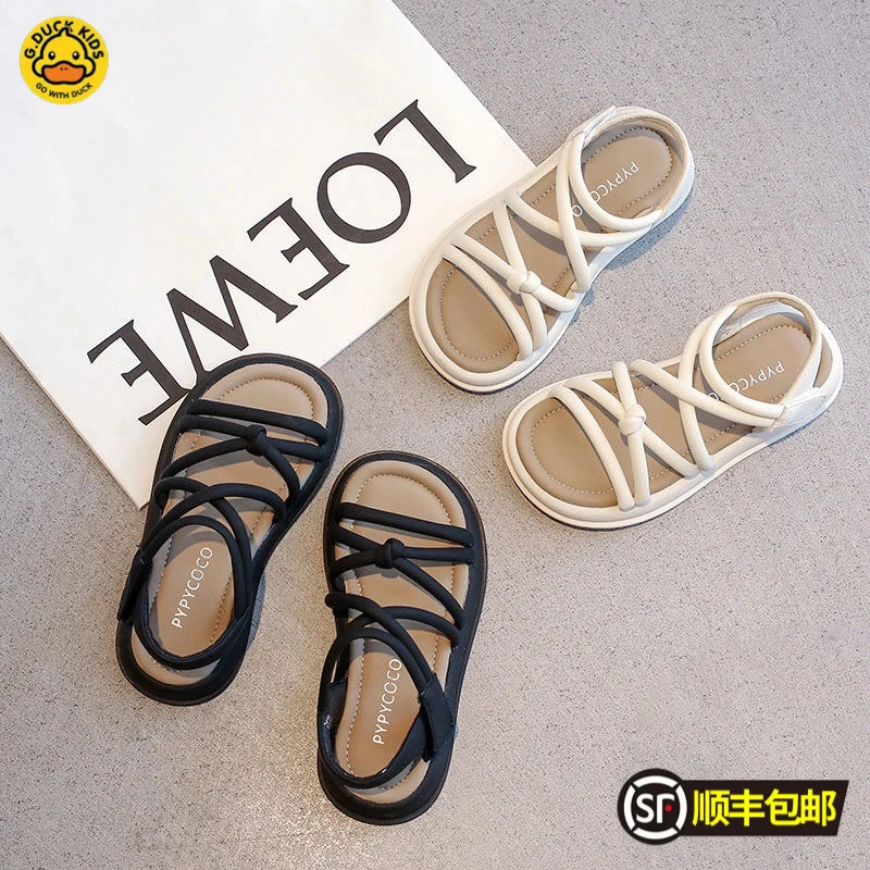 小黄鸭女大童凉鞋2025年夏季新款宝宝罗马凉鞋舒适洋气学生公主鞋