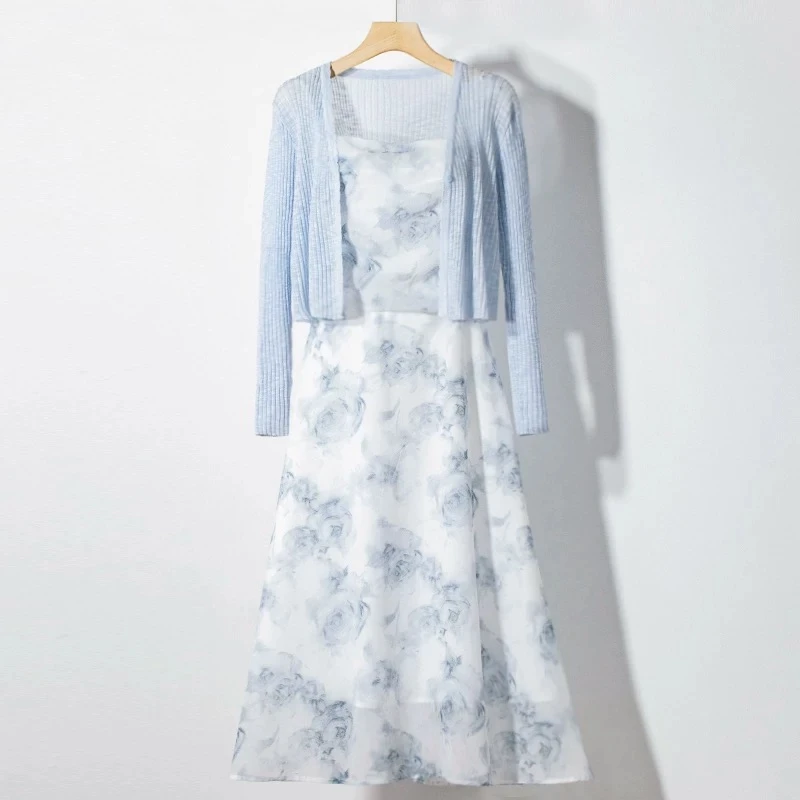 [001-050]水墨画超仙连衣裙2025新款冰丝开衫碎花吊带长裙夏季