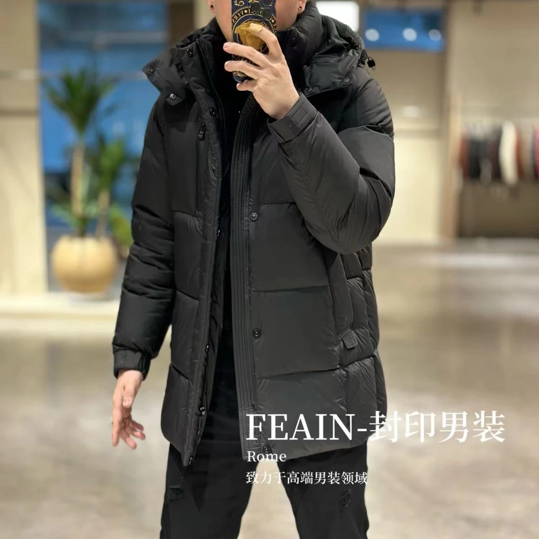 【90白鸭绒】高端定制90白鸭绒填充帽子可拆卸男士羽绒服25F76