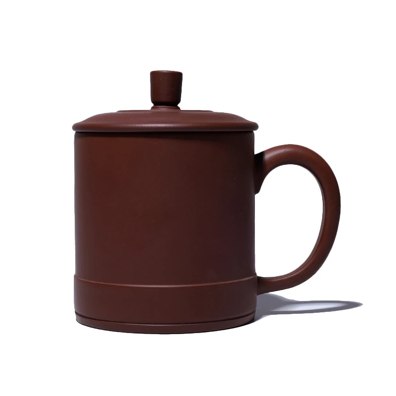 大吉羊 宜兴紫砂杯茶杯 原矿紫泥线韵盖杯420ml