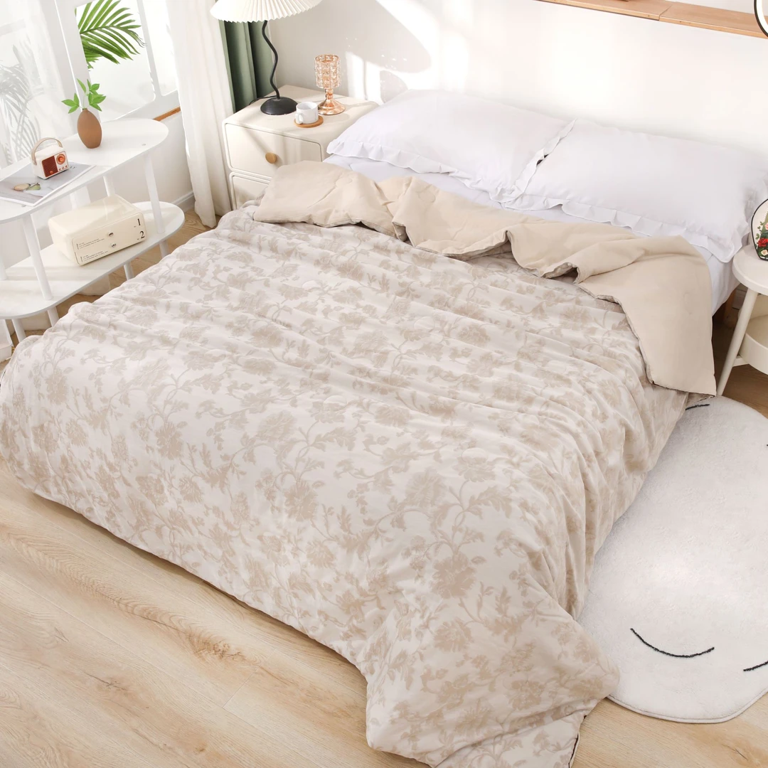 【连理枝-被套】轻奢透气浮雕织花连理枝工艺罗布麻被套床品