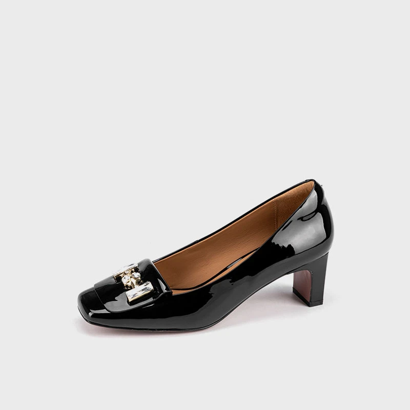 广货玲珑女高定/牛皮6cm透气防滑一字跟单鞋88048