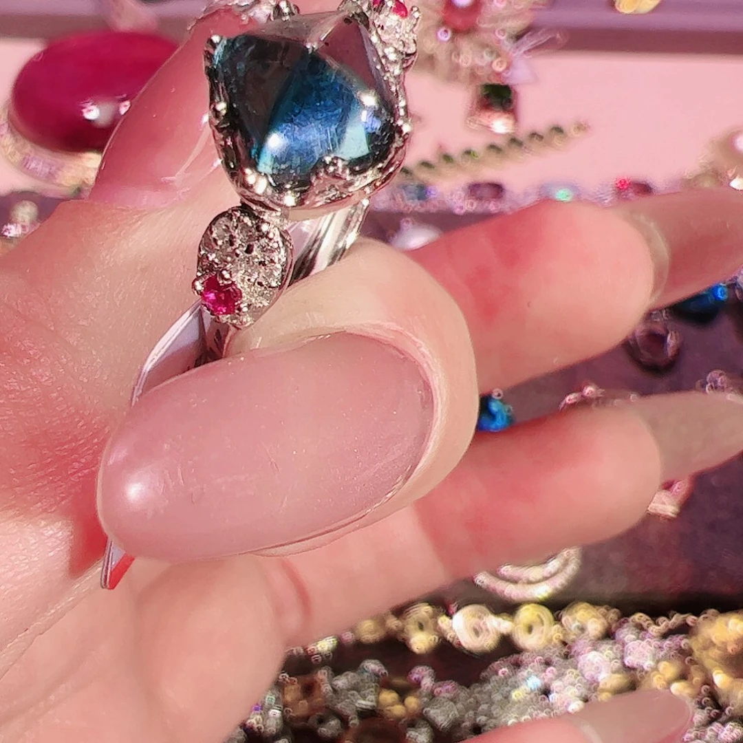 托帕石戒指银S925镶嵌