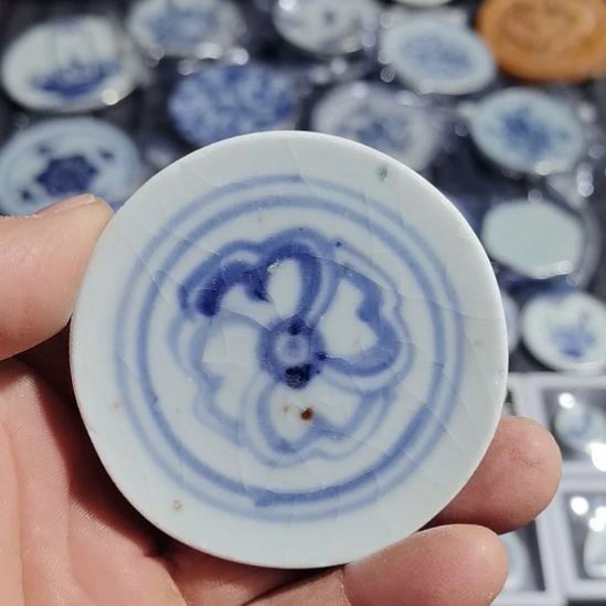 瓷片青花影青杯垫学习标本