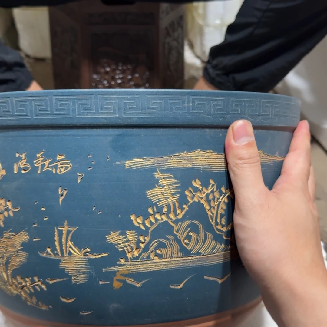 紫砂花盆口径30高度19