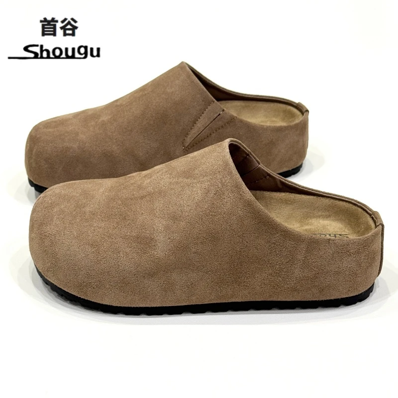 shougu/首谷休闲一脚蹬增高乐福鞋软底内增厚底勃肯包头半拖女款