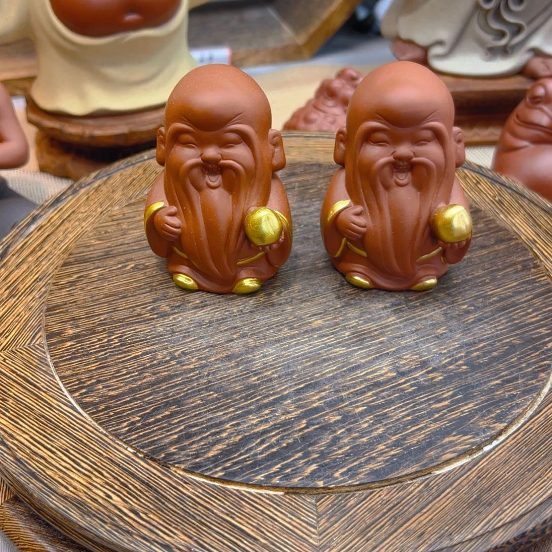 紫砂茶宠朱泥寿星开播福利