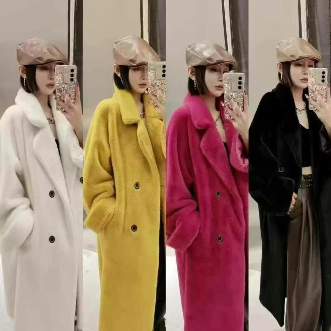 【淼姐专属】港风长款貂绒气质百搭宽松毛绒皮毛一体外套冬季