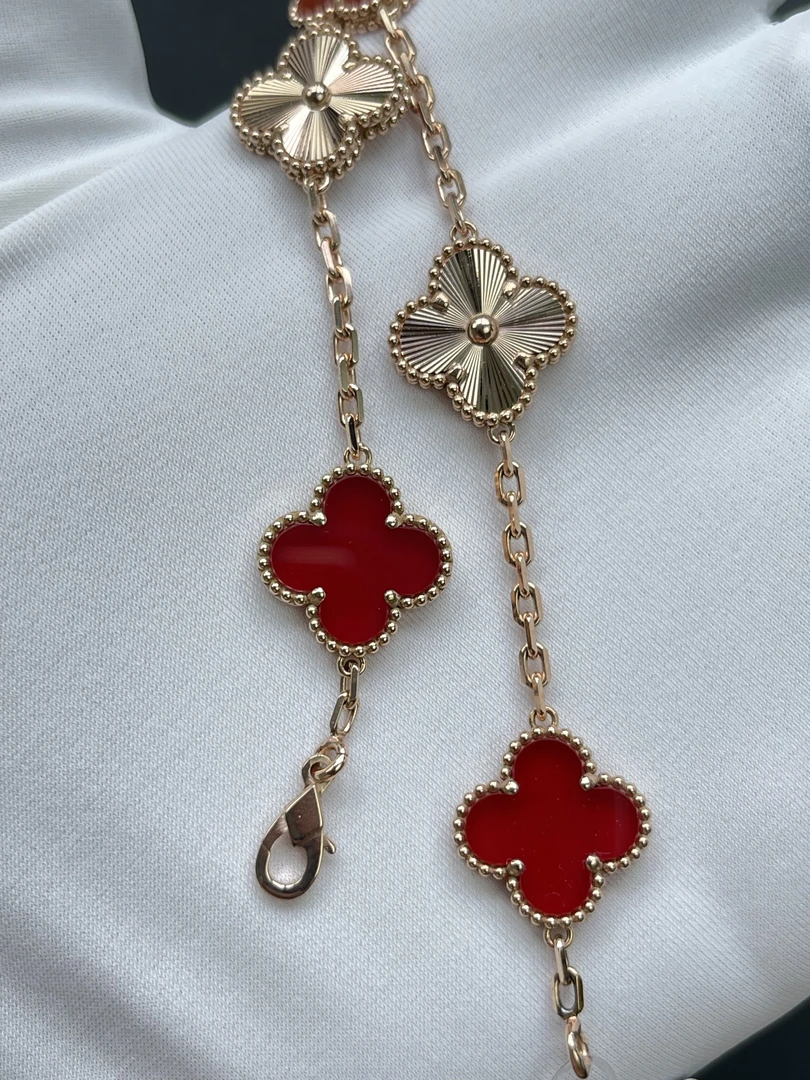 18k金红玛瑙间隔镭射15mm大五花手链