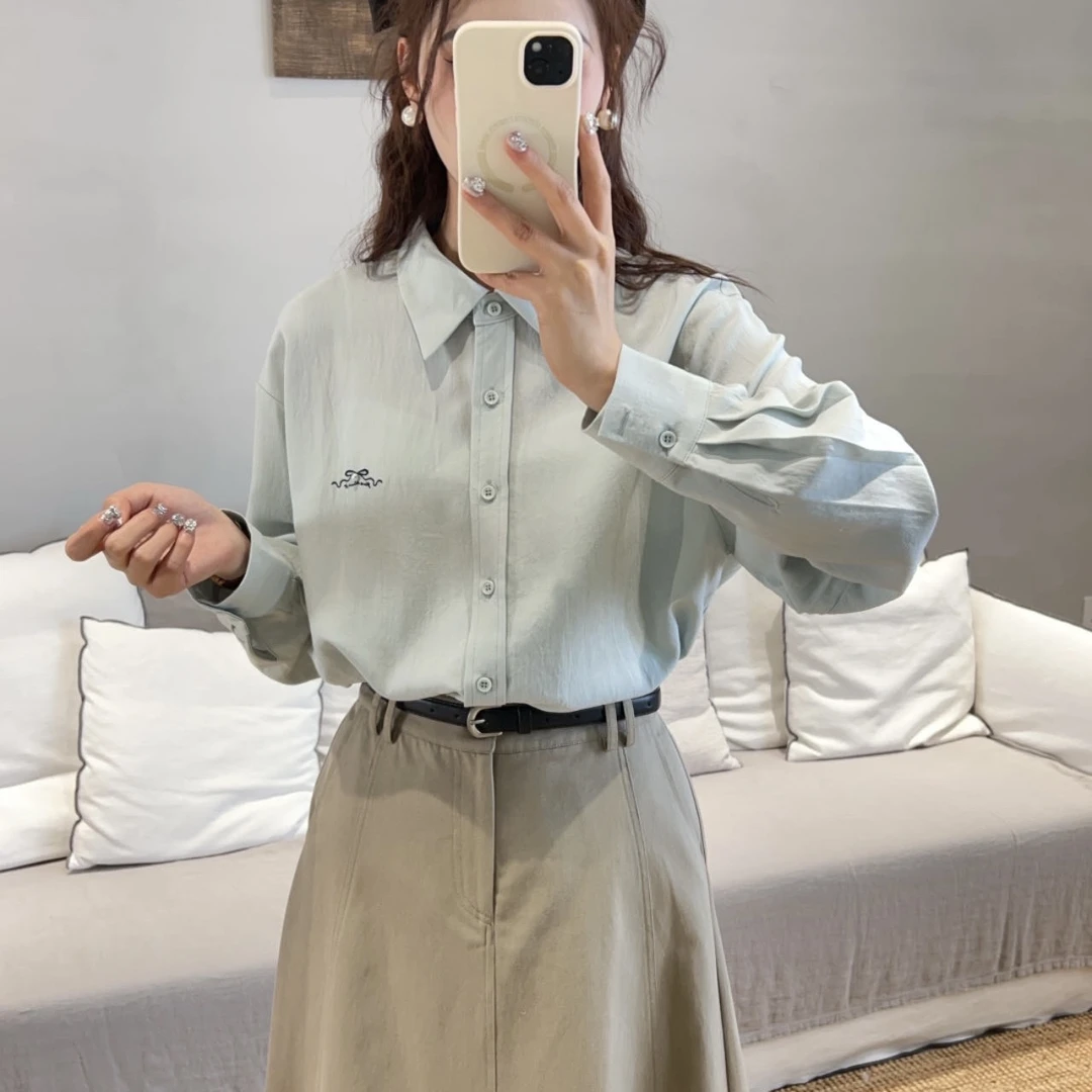 ［硕和集］915005翻领刺绣阔版衬衫百搭