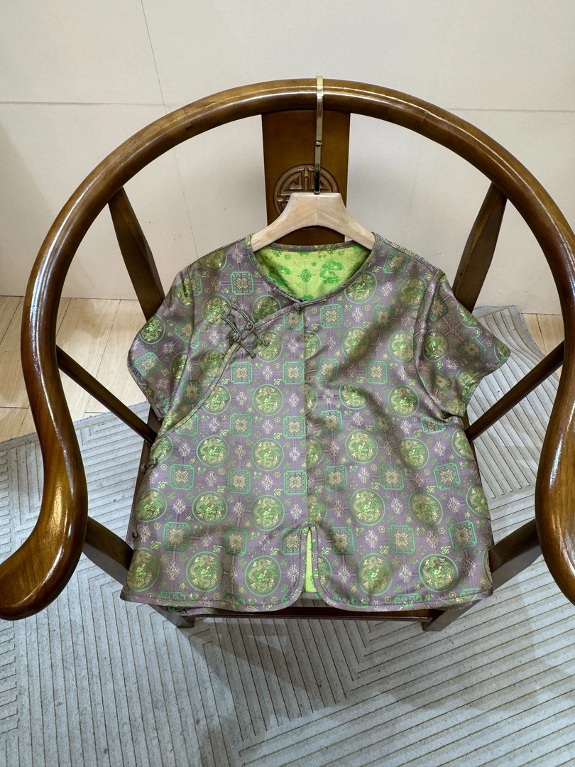 深圳南油女装新中式国风斜襟短袖上衣女--- 特