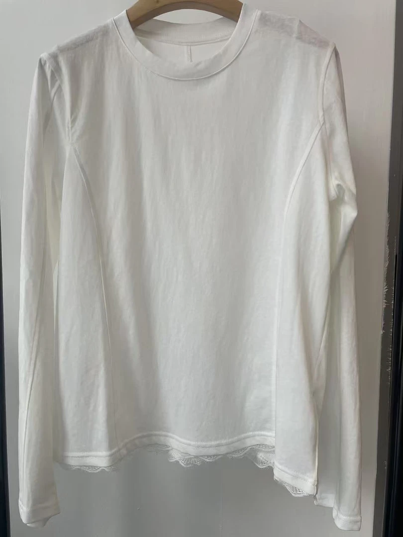 圆领女式基础款长袖T恤设计感时尚针织不规则