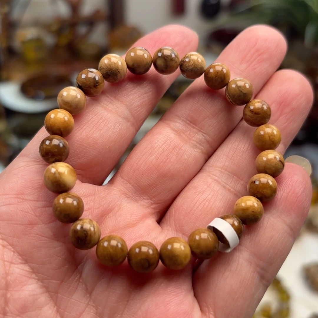 琥珀未镶嵌手链黄白根珀妖花卡8