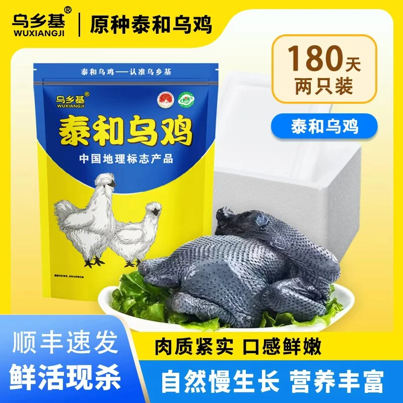 【乌乡基】原种泰和乌鸡180天日龄成年母鸡散养土鸡625g两只装